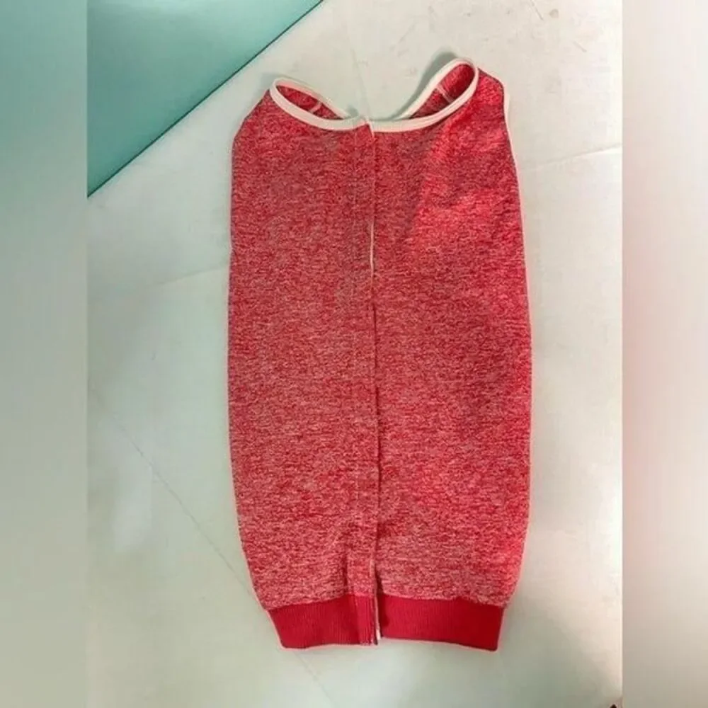 Tongchepe Red Heathered Pet Sweater Tank with White Trim Size L cat Clothes